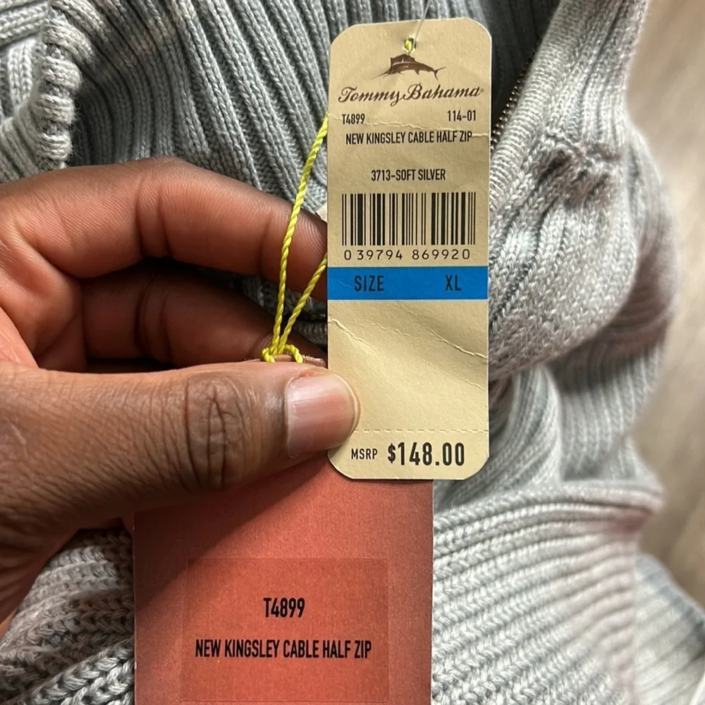 Tommy Bahama New Kingsley Cable Half Zip Pullover (Xl)